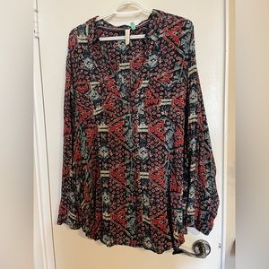 Anthropologie flowy 100% Viscose shirt, size 2X